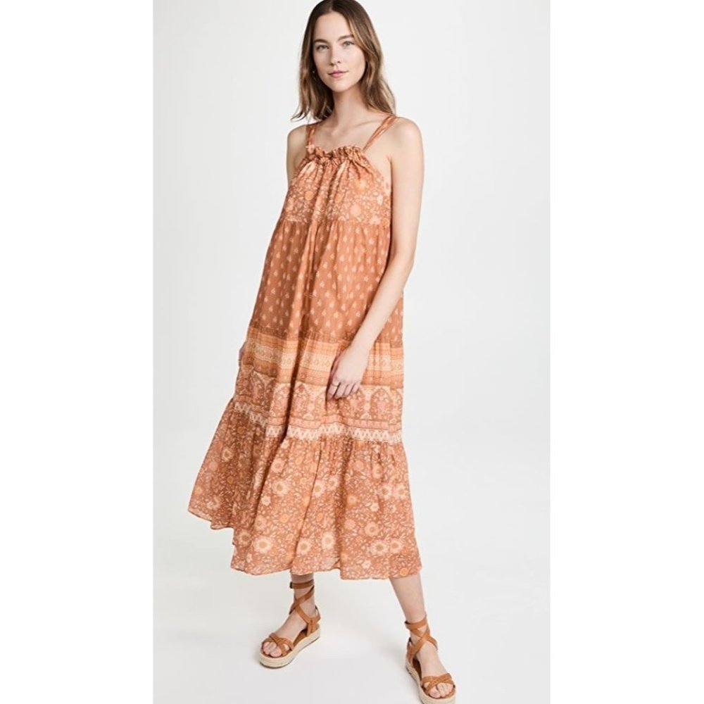 Spell & the Gypsy Collective NWT Utopia Tie Maxi Dress Organic Extra Small XS